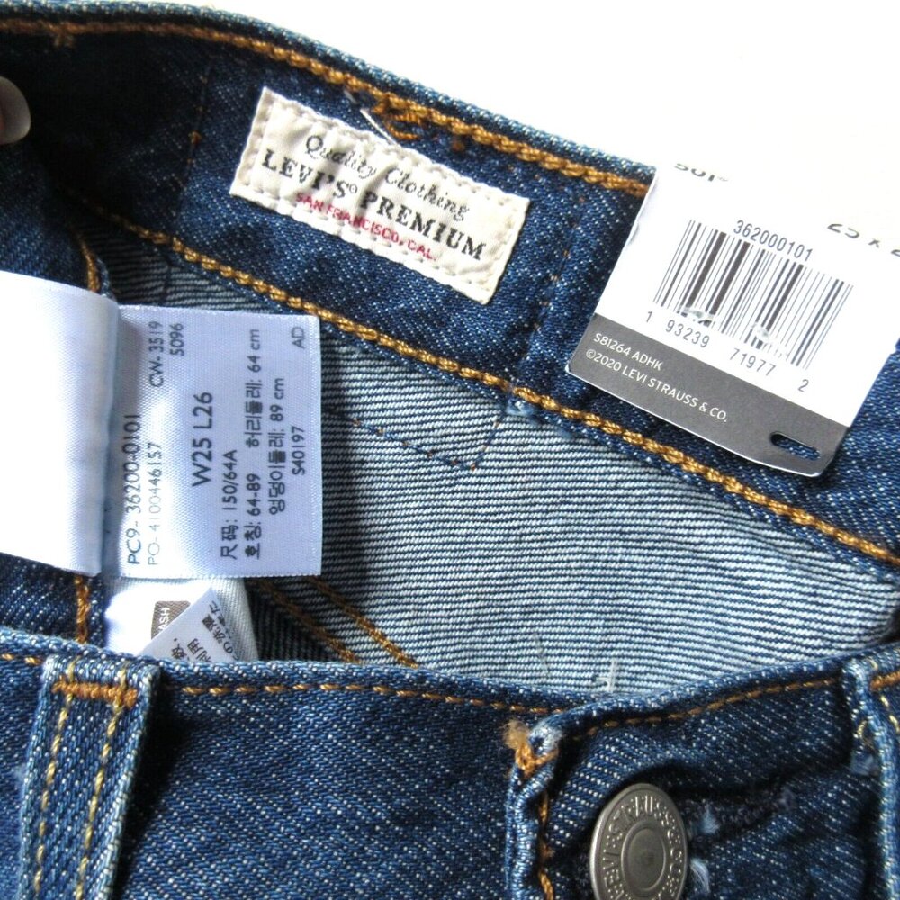 NWT Levi's 501 Original in Market Grammar Destroyed High Rise Straight Jeans 25 - Picture 6 of 10